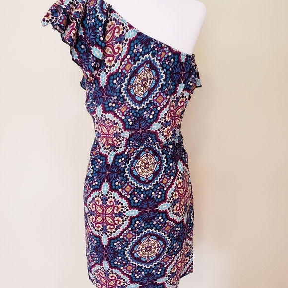 Xhilaration One Shoulder Ruffle Purple/Blue Dress - Picture 4 of 8